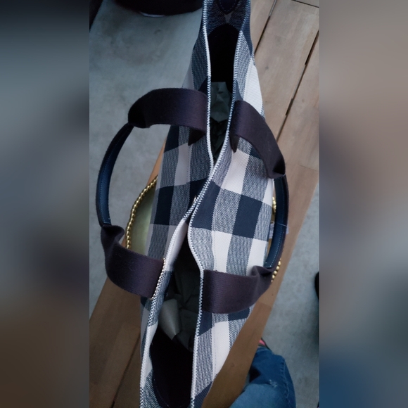 COACH **NWT** Midnight & Cream Buffalo Plaid Tote - Picture 3 of 11